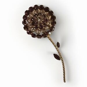 Large Vintage Purple Amethyst Rhinestone Flower Pin 5.25"